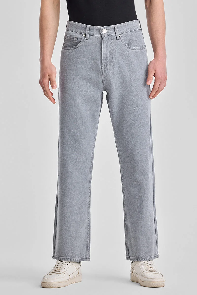 Snitch Grey Washed Straight Fit Jeans for Men | Best Price UAE